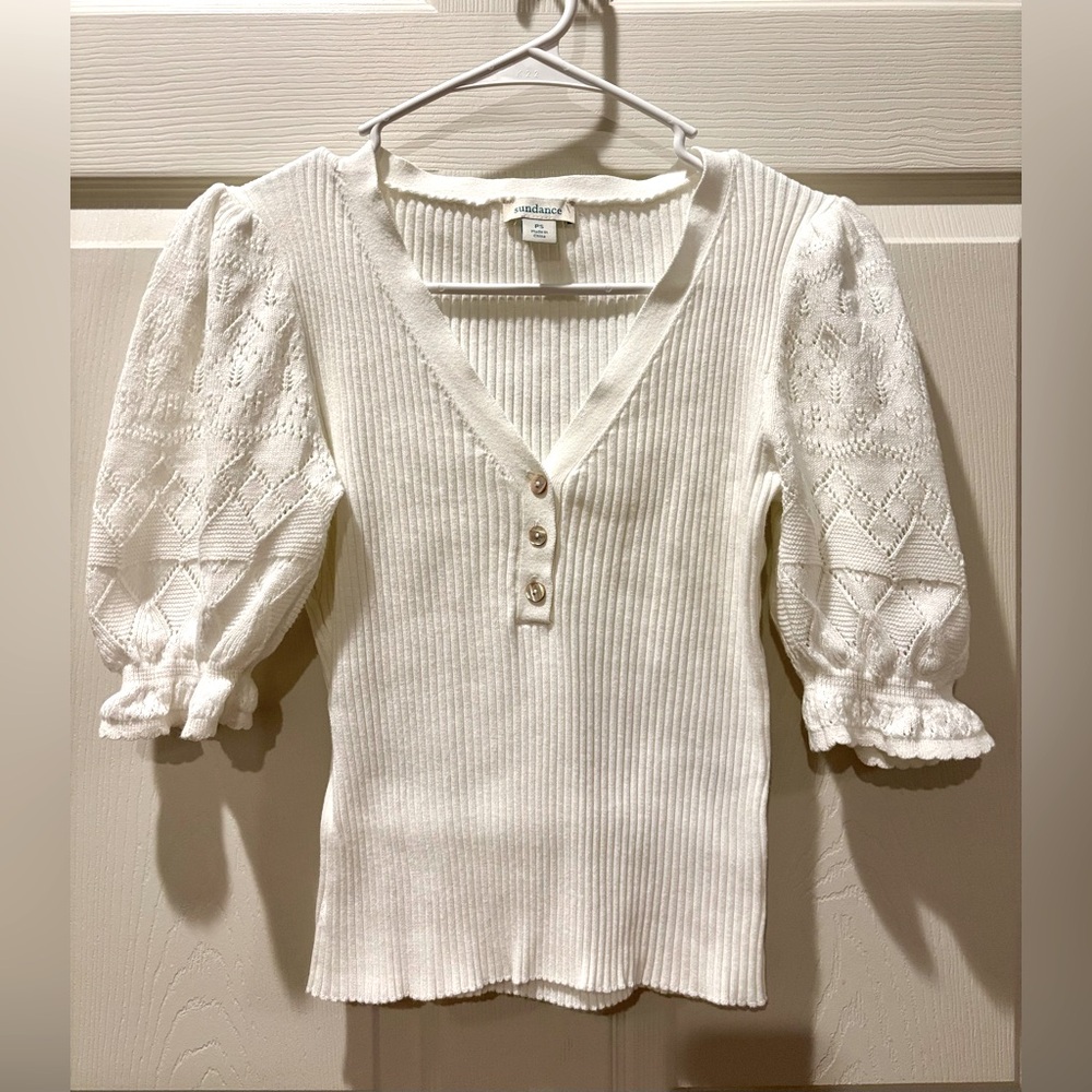 Sundance Twyla Stitch Sweater Petite Small marshmallow white brand new